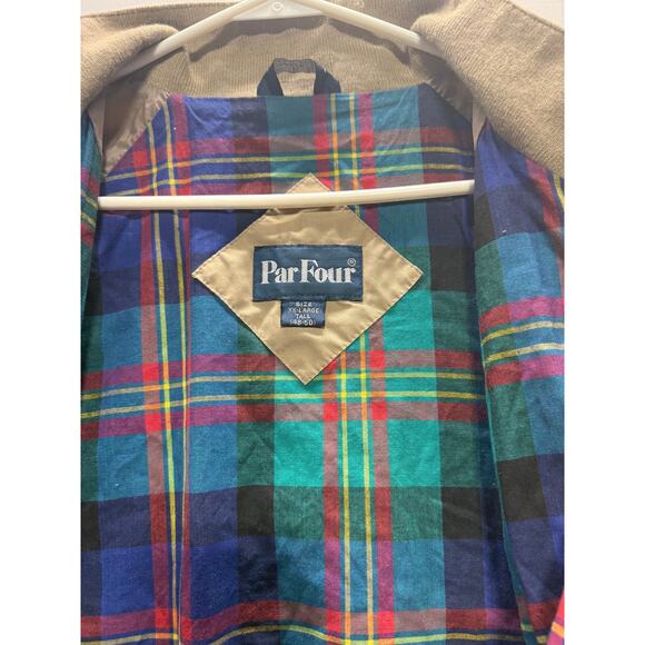 Vintage 1980s Par Four Sportswear Jacket Size XXL Tall (48-50) Beige Plaid Lined - Picture 5 of 10